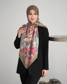 روسری ساتن ابریشم توییل طرح گل زمینه گوچی سایز ۱۴۰