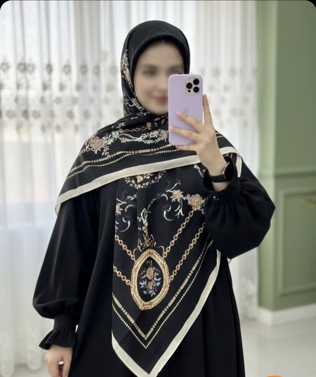 روسری سوپر نخ طرح تک قاب گل دار سایز ۱۴۰