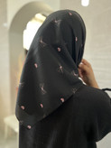 مینی اسکارف سوپر نخ مشکی طرح پاپیون و قلبی سایز ۷۰