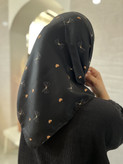 مینی اسکارف سوپر نخ مشکی طرح پاپیون و قلبی سایز ۷۰