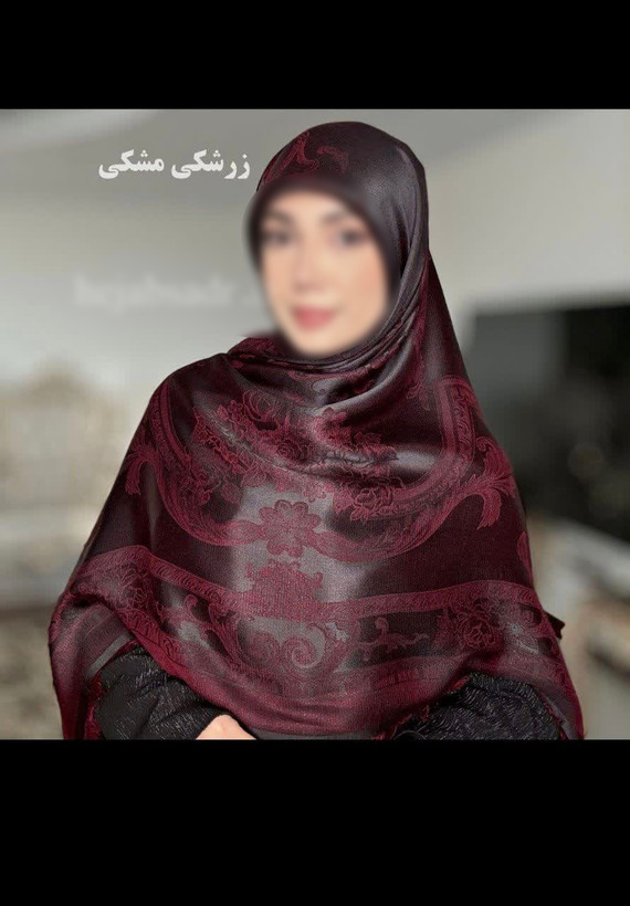 روسری ابریشم ژاکارد لمه دار دو فاز طرح لاکتوس ریشه پرزی سایز ۱۱۰