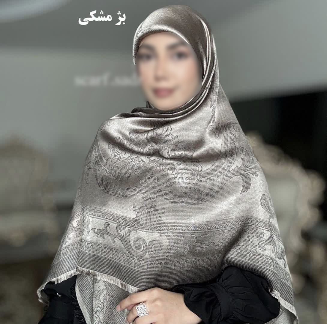 روسری ابریشم ژاکارد لمه دار دو فاز طرح لاکتوس ریشه پرزی سایز ۱۱۰