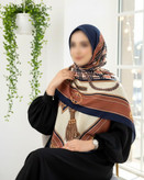 روسری نخی سیا اسکارف طرح زنجیری سایز ۱۴۰