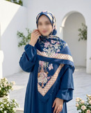 روسری ساتن ابریشم طرح گلدان و گل سایز ۱۴۰