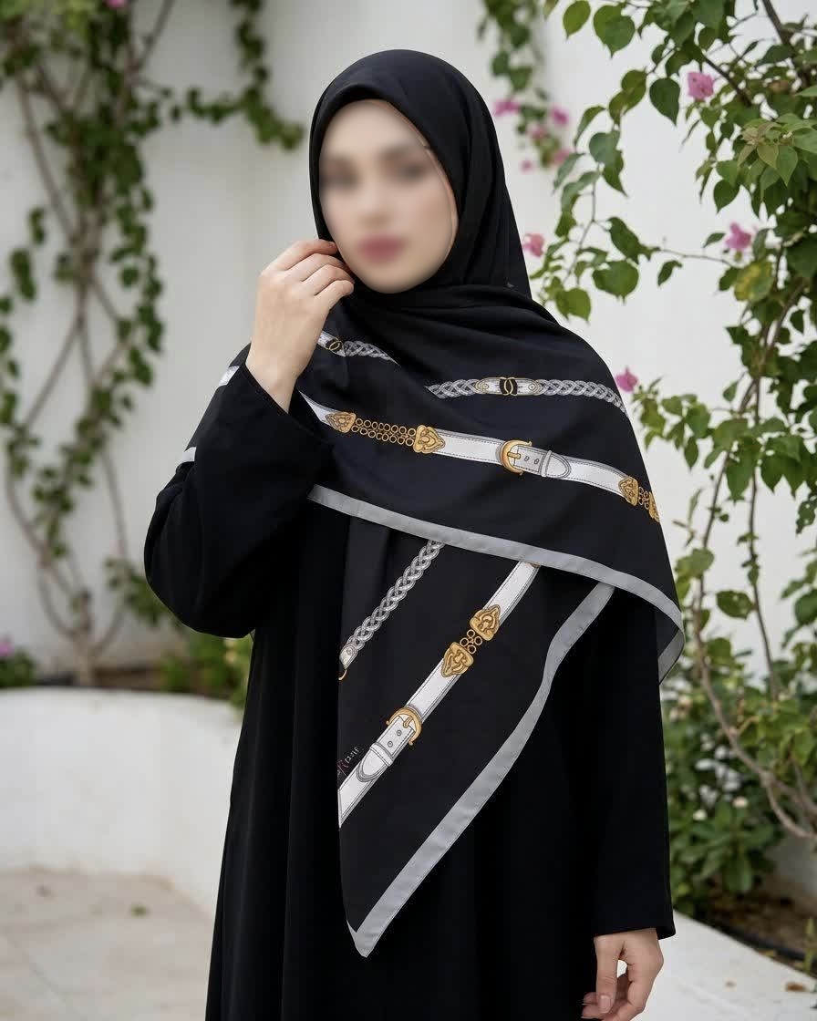 روسری ساتن ابریشم طرح کمربند سایز ۱۴۰