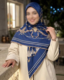 روسری ساتن ابریشم طرح زنجیر سایز ۱۴۰