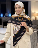 روسری ساتن ابریشم طرح زنجیر سایز ۱۴۰