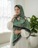 روسری حریرنخ دست دوز طرح شاخه و پرنده سایز ۱۴۰