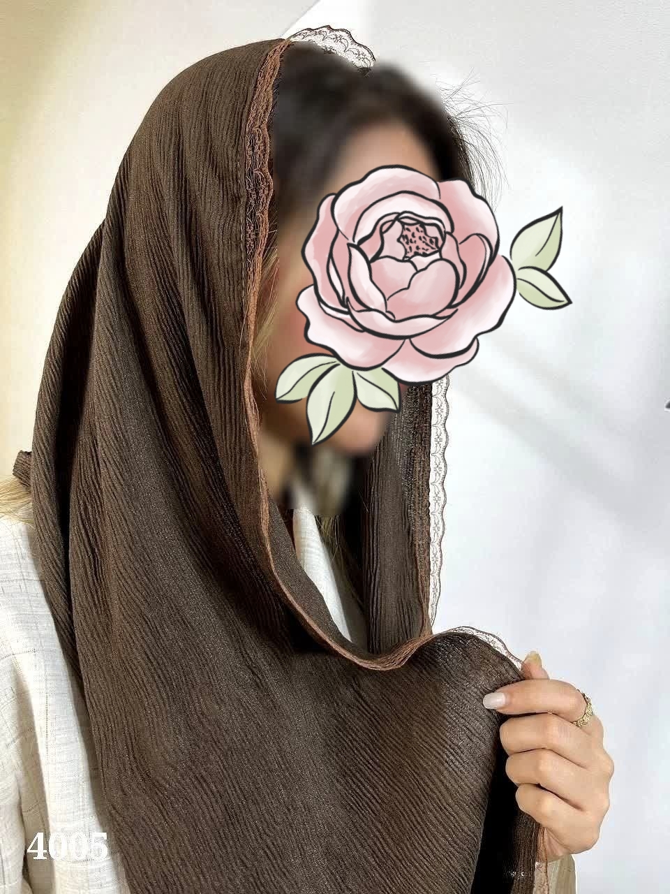 شال برشکا پلیسه حاشیه دانتل ۱۹۵×۷۵