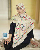 روسری نخی سیا اسکارف طرح گل مربعی سایز ۱۴۰